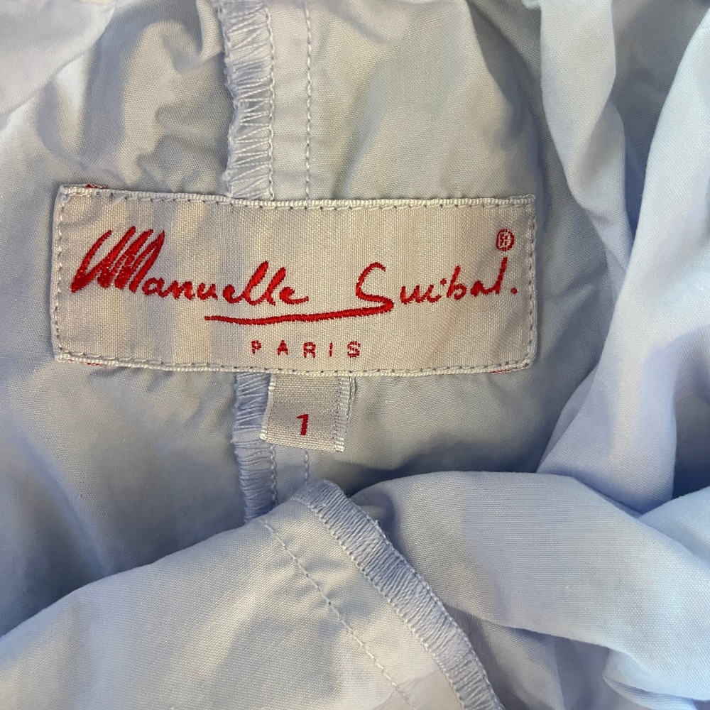 Manuelle Guibal Paris Pants Blue Cotton Wide Leg Elastic Waist France Sz S - Picture 3 of 8